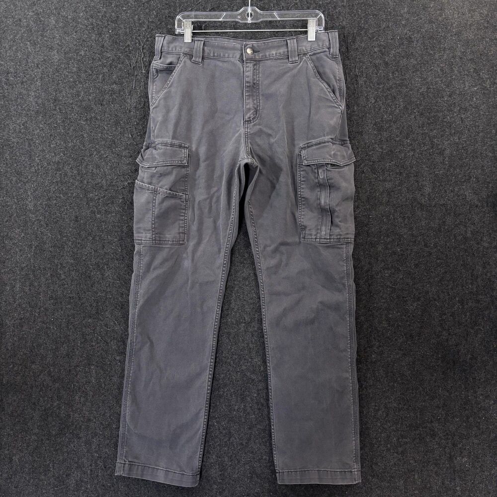 Carhartt Rugged Flex Cargo Pants Men's 34x31 Gray Relaxed Stretch Canvas Utility